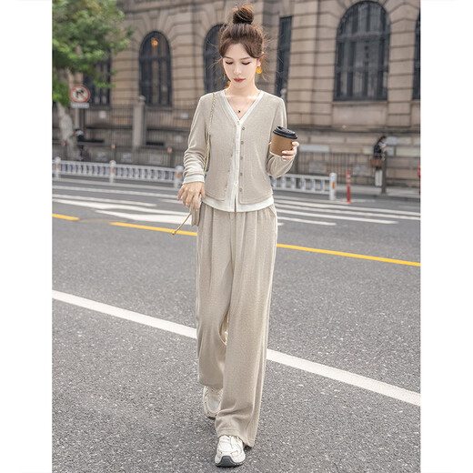 Sibaiser Fashion Sports-Set für Frauen 2025 Herbst Neues Zweiköpfe mit langem Hose zweiteiliger Set mit Long Hosen