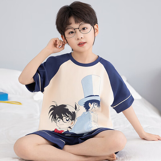 哪吒男童睡衣夏短袖中大童纯棉学生青少年2025新款全棉儿童家居服 【100%纯棉】YM-692蛋仔派对 110 【10码】建议身高103-113CM