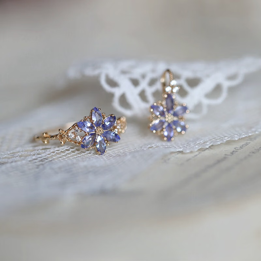 Yan's LaCampanule Bluebell Villa pure natural tanzanite horse eye snowflake 925 sterling silver ring pendant Hong Kong No. 8