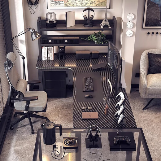 Mijia corner computer table desktop home double desk bookshelf e-sports table corner table office desk bedroom game table Jingcang door-to-door delivery 120*80CM