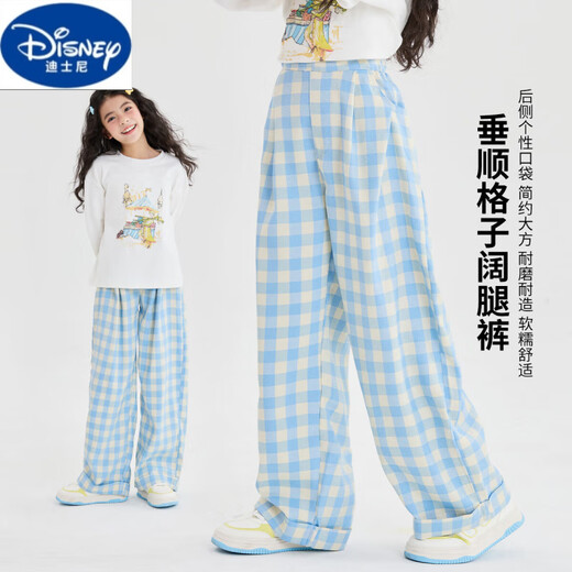 Disney Girls Anzugsanzug Frühlings- und Herbst Kinder 2025 Neue Spring -Anzug modische Mädchen modische Straße Sweatshirt Plaid Hosen Spring 15266 Blau + 4916 Verlauf 140 cm
