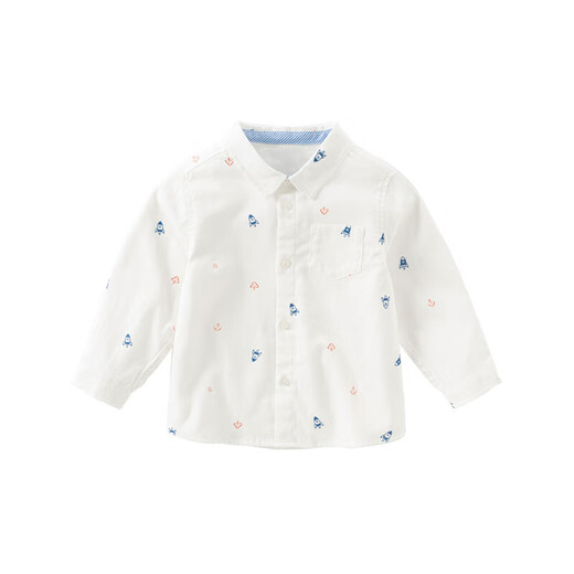 DAVE&BELLA children's shirts, boys' long-sleeved shirts, casual male baby clothes, children's tops, spring new toddler children's clothes, white background printing, in stock 110 cm (recommended height 100-110cm)
