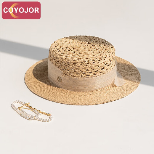 Coyojor Xiyao Home Silk chanvre tissé à la main Raffiah plateau plateau chapeau de vacances d'été chapelet de paille de soleil
