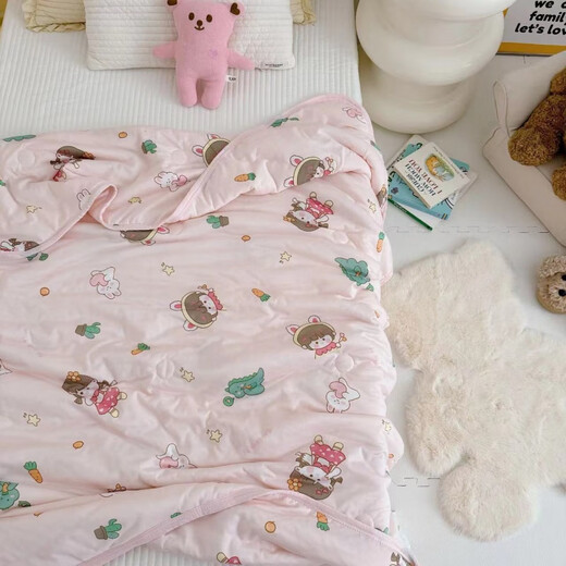 Abay Class A baby summer cool quilt newborn children ice silk blanket baby air conditioning quilt kindergarten cool knitted small quilt Fruit Panda Class A cool summer blanket machine washable 120x150cm 1-7 years old