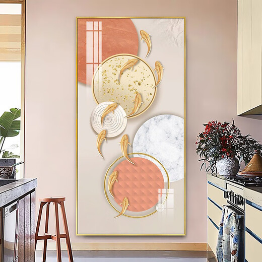 New style abstract decoration painting of Jiuyu Picture Modern minimalist style corridor aisle background wall hanging painting crystal porcelain mural TXMG11143 70*140 wall width 90-100cm elegant black aluminum composite