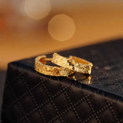 Library Selection Crushed Ice Ice Super Flash Plated 18k Gold Crushed Ice Earrings Fashionable Commuting High-Looking Earrings Earrings Crushed Ice Pair of Earrings