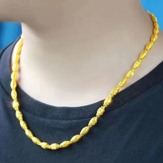 OFK gold color 2025 new men's necklace olive chain simple bamboo chain domineering olive chain 24 grams solid will be restored soon