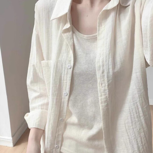 Miao Yijia Sun Protection White Shirt Women Summer 2026 New Thin Shirt Blouse Cardigan Chiffon Top Jacket Women Summer Slightly Transparent Thin Shirt Sun Protection Jacket One Size Recommended 135Jin Jin is equal to 0.5kg within
