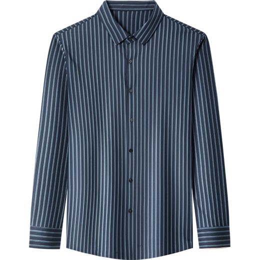 ROMON High-End-Herren-Langarmhemd Herren Frühling und Herbst dünn nahtlos bügelfrei lässig atmungsaktiv 2025 neues gestreiftes Hemd 9921-Stil - Shangqing M 165 empfohlen 90-120 Jin Jin entspricht 0,5 kg