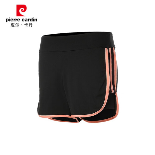 皮尔卡丹运动短裤女双层瑜伽健身短裤假两件跑步训练速干休闲防走光休闲裤 麻紫边假两件短裤 XL
