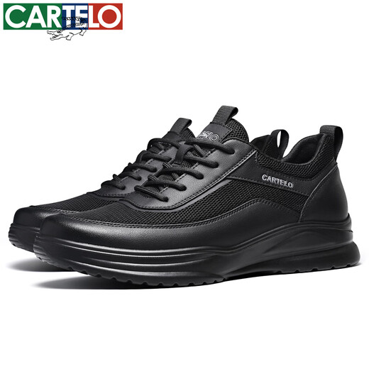 CARTELO men's shoes summer breathable business sports casual shoes leather shoes non-slip mesh shoes men 5315 black 42