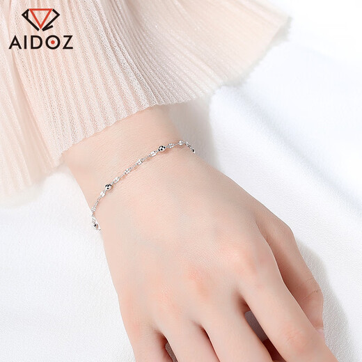 Aido Diamond pt950 platinum bracelet for women, round beads, cool style, fashionable, versatile platinum chain, adjustable, weight 2.0-2.2 grams + delivery certificate