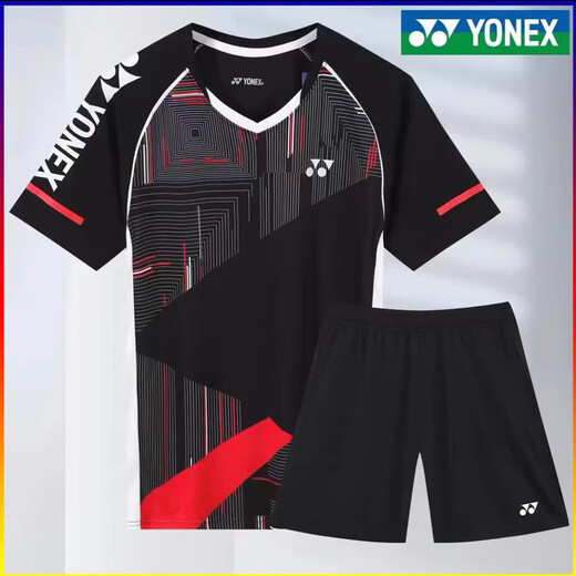 2025新款春季羽毛球服男女短袖大赛服套装速干透气运动比赛训练服 7028白色男款套装 XL