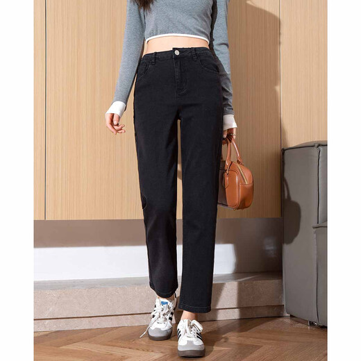 TonLion 2025 Women's Stretch Pipe Small Leg Jeans Black 29