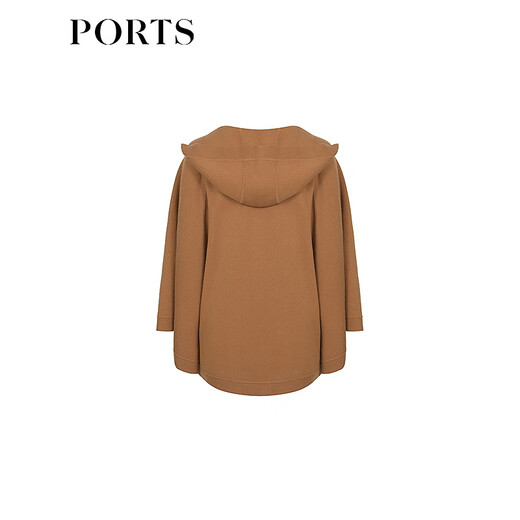 PORTS宝姿女装长袖中长款连帽针织开衫女LL9K026LXF033 深咖哩褐 S (S/M)