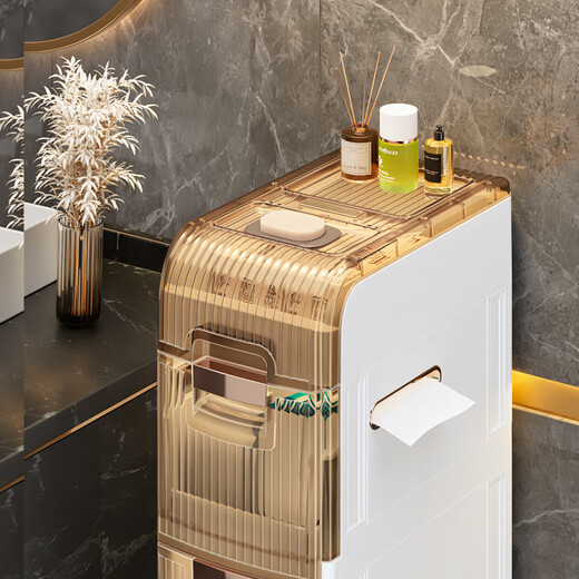 Quanshi bathroom sandwich storage rack gap waterproof storage cabinet bathroom wide drawer-type storage rack storage cabinet 25cm wide 3 layers
