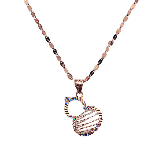 Mrs. Yage Jewelry 585 Purple Gold Colorful Brushed Gourd Pendant Fashionable and Versatile 14K Rose Gold Necklace Single Pendant