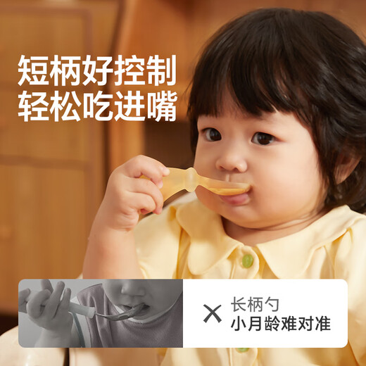 皇宠皇宠宝宝勺子6月婴幼儿童学吃饭训练叉勺辅食勺子1岁自主进食餐具 学食勺单只