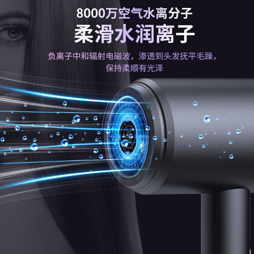 Hair dryer for home high-power hot and cold air hair dryer for student dormitory blue light negative ion does not hurt hair Professional version 6000 strong wind charm gray