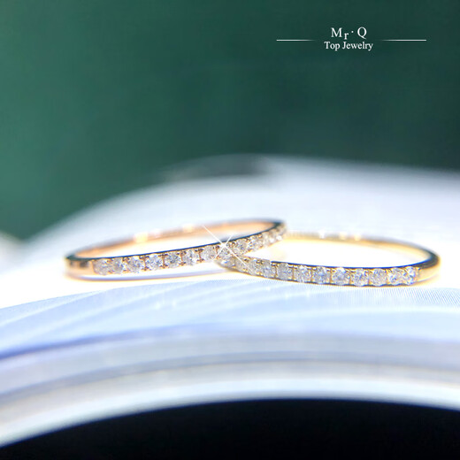 Slightly gifted 18K white bright real diamond row dreamK white rose gold daily gift to girlfriend, non-PT9 certificate, no grading below 20 points, rose gold-17 ring F-G/excellent white 30 points