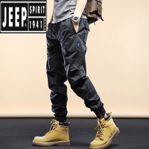 吉普（JEEP）工装裤男春秋季宽松束脚裤潮牌运动男士休闲裤子冬季加绒 卡其色(夏季679) 28 (建议95-110斤)