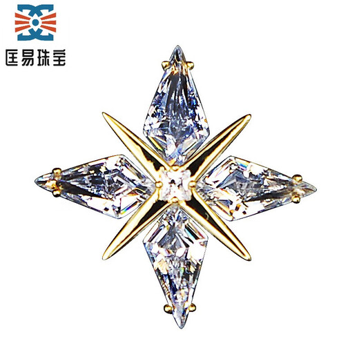 匡易星光胸针镀真金高档精致徽章胸花衬衫领针扣男女西装配饰生日礼物 白金色一枚简装 现货