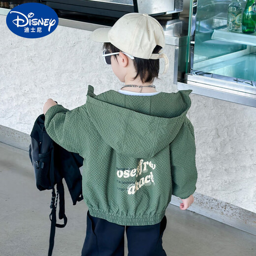 Disney boys' jacket children's spring hooded thin top boys' cool cool jacket new style little boys' clothes spring and autumn green 90 cm