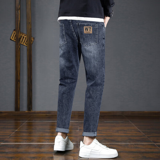 ZENGZHI jeans men's 2025 new straight-leg trendy brand autumn spring and autumn plus velvet thickened autumn and winter elastic casual Xintang trousers blue and gray 6621 28