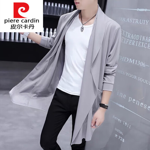 Pierre Cardin Sommer Windbreaker Männer mitten im Stil von Sonnenschutzmitteln für Männer mit mittlerem Stil von Mid Legth Herren, dünne Frühling und Herbst hübsches Umhang Koreanische Studentenjacke Trendy Strick 9908 Kapuzenschwarz S
