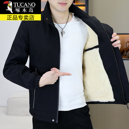 Woodpecker (TUCANO) cotton coat men's thick coat men's autumn and winter cotton coat men's down casual down jacket men's jacket winter coat men's r609 black 2XL about 135-150Jin Jin is equal to 0.5 kg