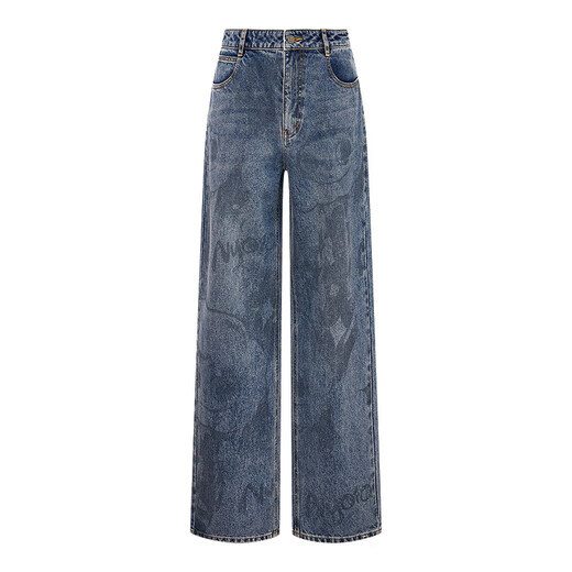 Dzzit Disu [Pop Mart Joint Series] Jeans 2025 Frühling Neues Illustrationshose 3J1R6196T Dunkelblau XS