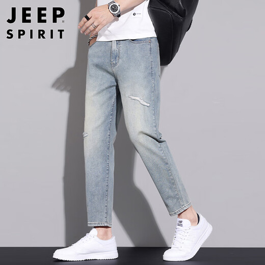 Jeep Spirit Jeep Jeep Мужчины разорванные штаны Мужские летние американские американские свободные прямые шелковые шелк хрустящие брюки для отдыха Мужчины