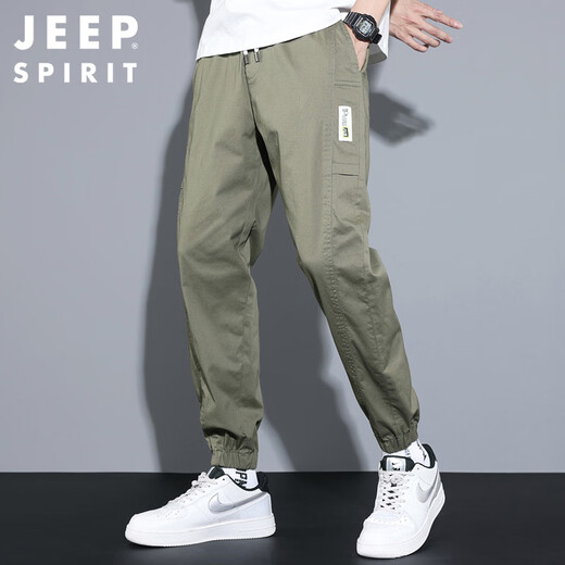 JEEP SPIRIT吉普裤子男春夏季男士休闲裤男裤薄款束脚工装九分裤潮流运动裤