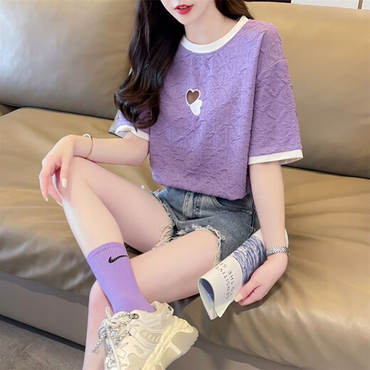 Aemape Sommer Nischendesign Jacquard Kurzärärmig Frauen koreanische Version 2025 Lose und modische neue Top-Basis-Hemd Trendy Ins KM-9272 White M 80-100