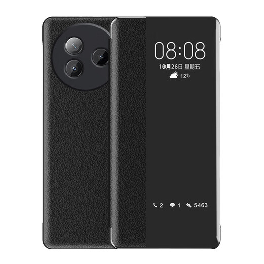 亿色师 适用 Redmi 红米k80手机壳翻盖式商务男士透明女款镜头全包硅胶防摔皮套 【黑色】-贈膜 红米k80
