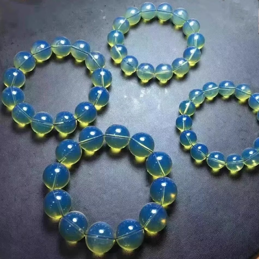 Junbu Natural Water Purified Myanmar Amber Gold Sky Blue Bracelet Men's and Women's Casual Style Bracelet Sky Blue Bracelet 16mm