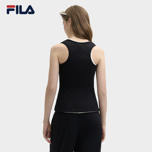 FILA 斐乐官方女子针织背心2025夏新款时尚休闲简约修身无袖上衣 正黑色-BK XS 155/76A/XS