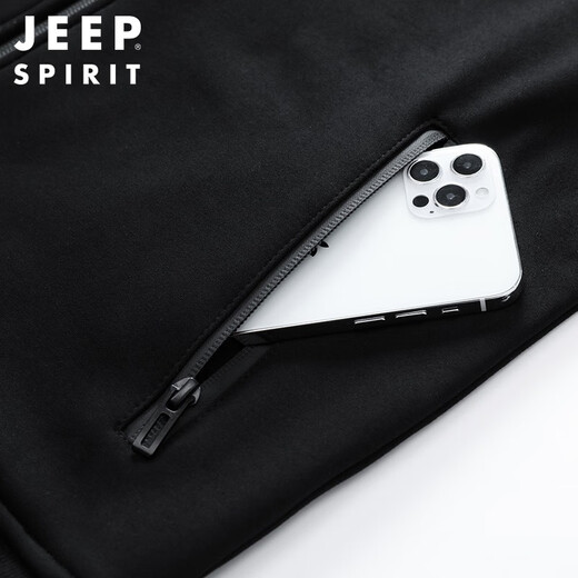 Jeep (Jeep) Marke Sweatshirts für Herren Frühling und Herbst Pure Cotton Cardigan Lose großer Stretch -Freizeit und bequemer Sporttuch 7027 Schwarze Jogginghose Flat Mund L.