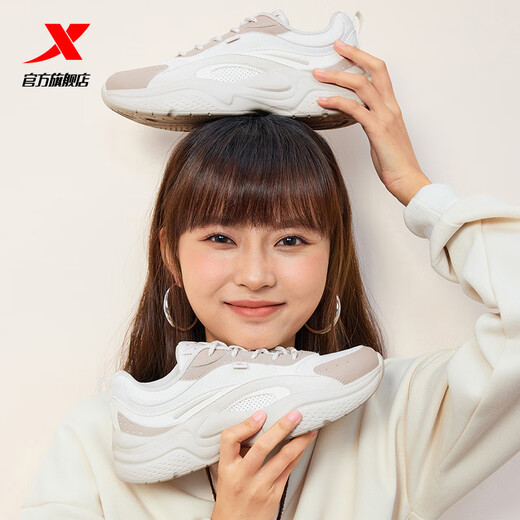 Xtep women's shoes, sports and casual dad shoes, winter 2025 new leather mesh warm, non-slip and wear-resistant student versatile shoes for women