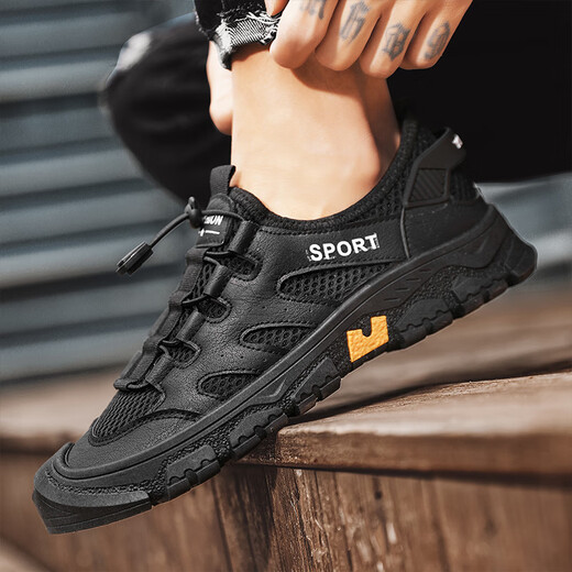 Arich Herrenschuhe Sommer-Mesh atmungsablen dünne Freizeitschuhe hohl Mesh kear-resistent nicht rutschfein