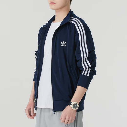 阿迪达斯（adidas）三叶草外套男装2025春季新款户外出行潮流时尚休闲服针织立领夹克 IR9893 XL