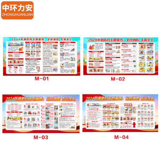 中环力安【1.2*2.4m户外海报01款】消防月横版海报挂图 宣传栏宣传画展板消防安全海报贴纸MYN9277B