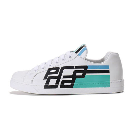PRADA men's leather sneakers gift for men 4E3409 3KQL F0009 white multi-color 43 / brand original code 9
