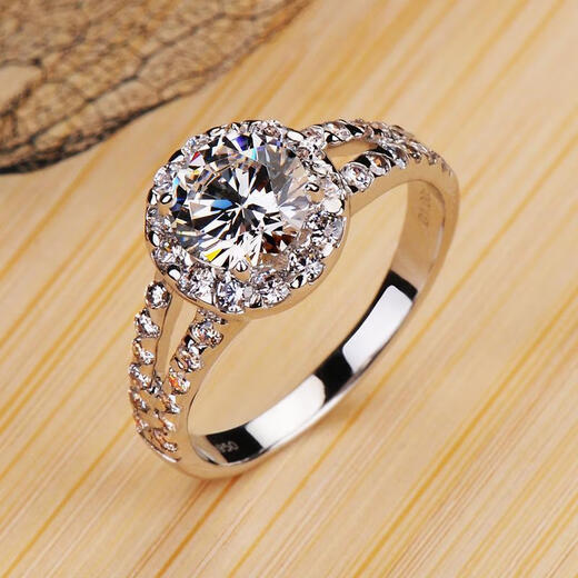 Pt950 platinum moissanite ring fashionable and exquisite open ring women's high-end diamond ring wedding ring diamond ring light luxury round bag ring 1 carat