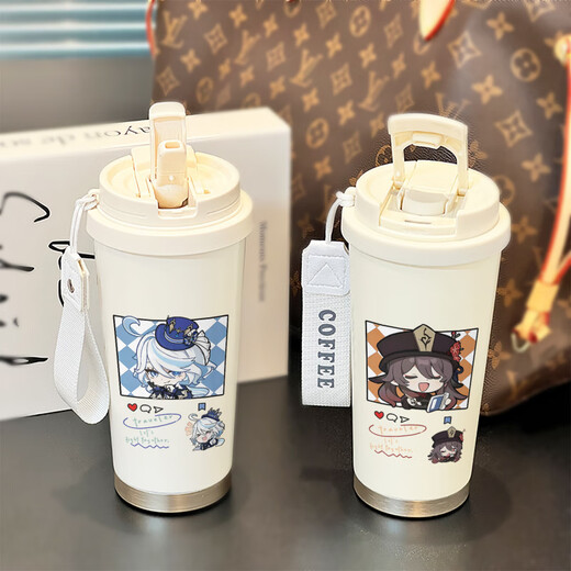 
[News] Two-dimensional Genshin Impact Thermos Cup Walnut Kelly Paimon Cute Cartoon Water Cup BXAB159.37 million leaves Ceramic cladding inner liner-520ML with lanyard