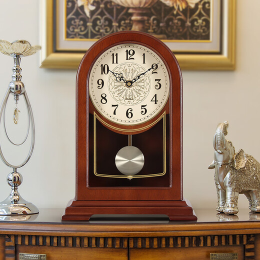 MapleLeaf home solid wood desk clock living room retro desktop personalized clock ornaments new Chinese style simple quartz clock desktop clock Liriodendron wood + time quartz movement + Arabic dial