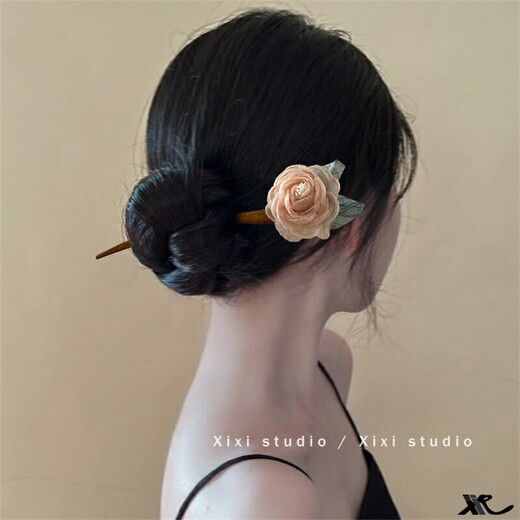 Dai Yan ancient style wooden hairpin, new Chinese style daily hairpin, rose wood hairpin, women's ancient style cheongsam and Hanfu accessories, light purple flower hairpin