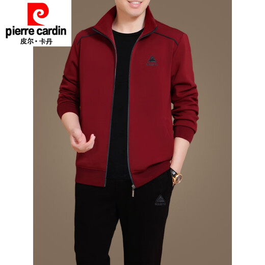 Pierre cardin high quality thickened casual suit men's spring, autumn and winter new style daddy jacket large size middle-aged and elderly sportswear three-piece set Y9905 dark gray [coat pants] [suitable for weight 120-140 Jin [Jin equals 0.5 kg]] XL