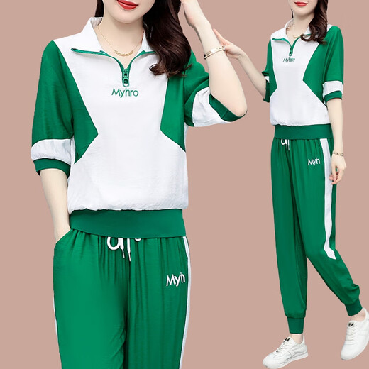 Woodpecker Ice Silk décontracté ensemble féminin 2025 Été Nouveau Âge de mode en liberté réduisant les vêtements de sport à manches courtes (684) Orange M (suggéré 100 Jin [Jin est égal à 0,5 kg] ou moins)