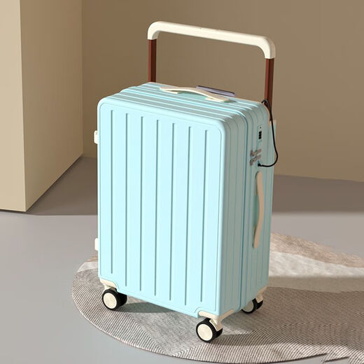 Kangaroo multifunctional suitcase wide trolley suitcase women's small fresh trolley case men's large capacity password box student suitcase Baker white cup holder + USB adapter 24 inches student accommodation